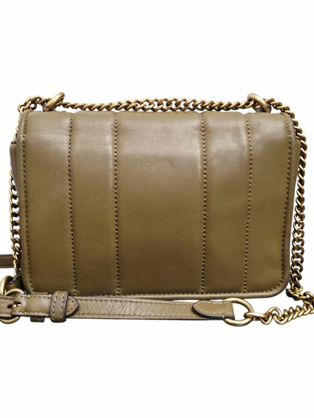 Tory Burch Kira Chain Shoulder‎ Bag Toasted Sesame Rolled Gold Leather Crossbody